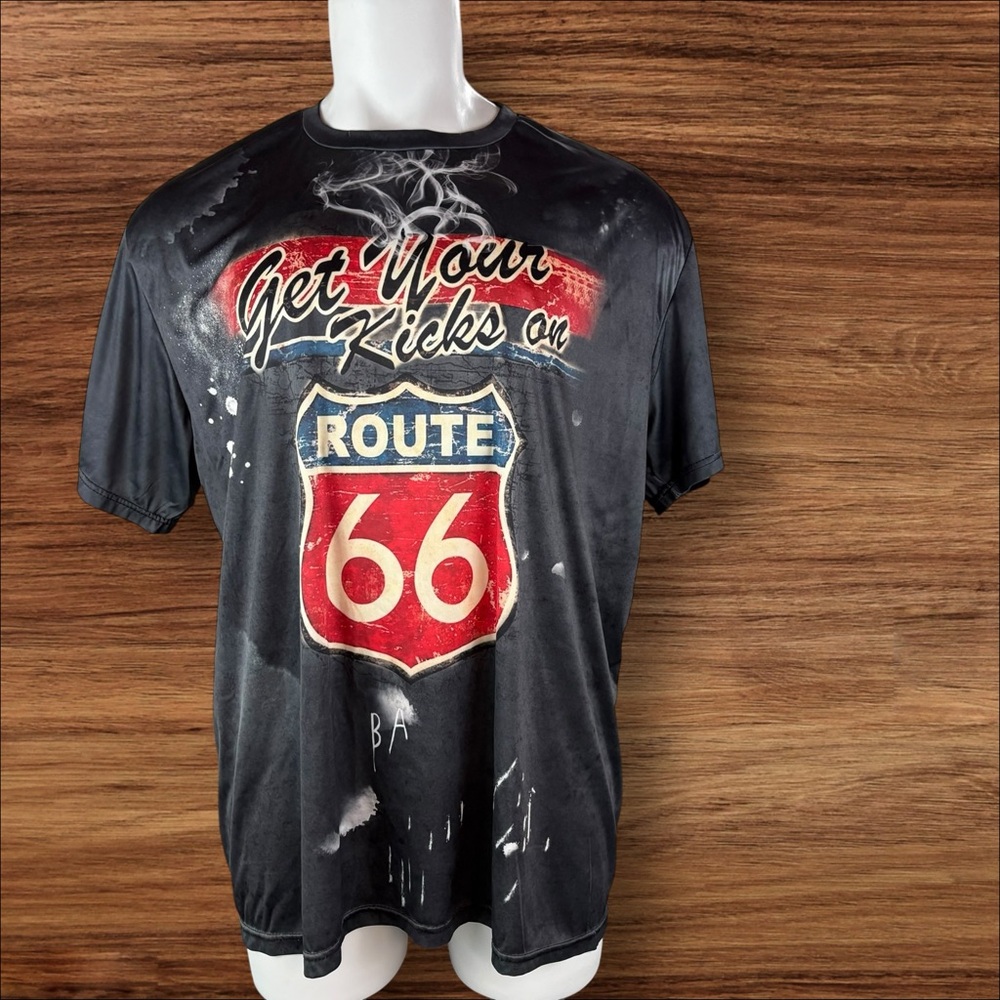 Route 66 Shirt Men’s 3XL Dark Grey “Get Your Kicks On Route 66”  (658)